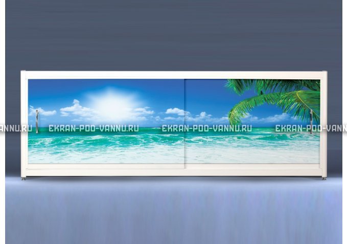 Экран на роликах EUROPLEX Пляж – купить по цене 12400 руб. в интернет-магазине в городе Красноярск картинка 1