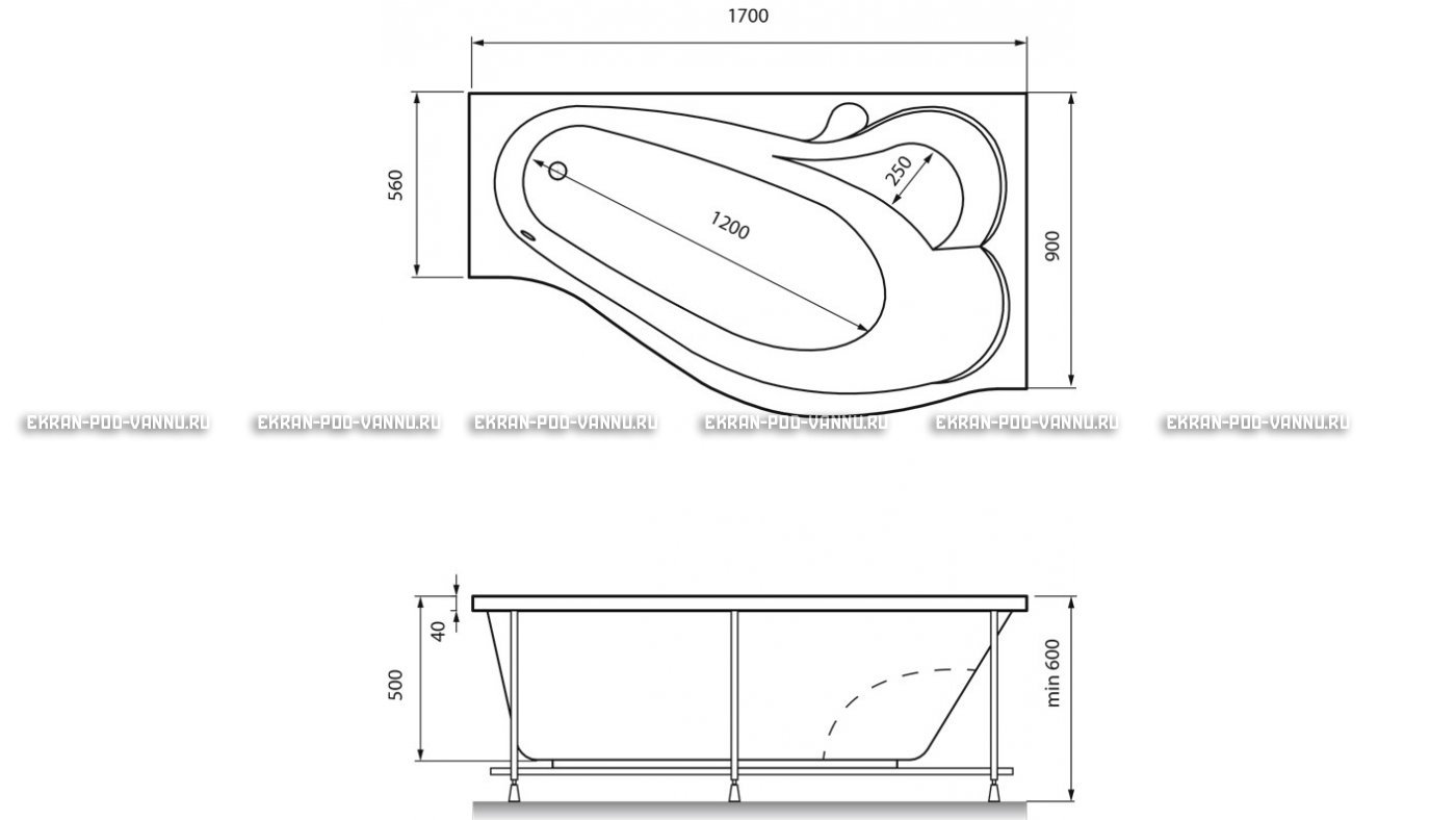 Акриловая ванна Relisan Isabella 170x90x60 – купить по цене 24130 руб. в интернет-магазине в городе Красноярск картинка 13