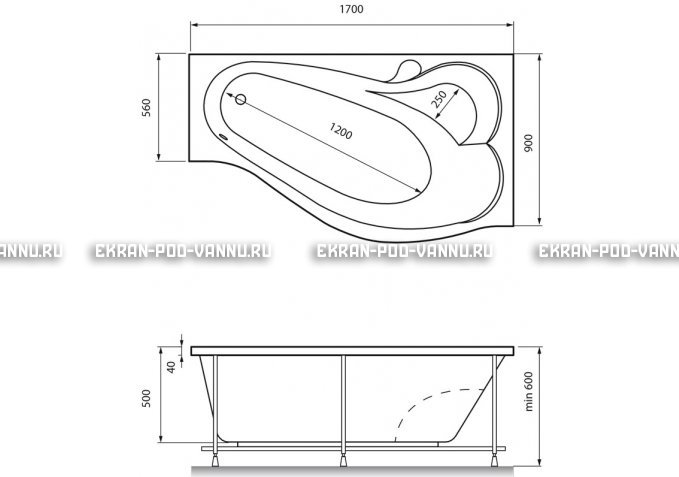 Акриловая ванна Relisan Isabella 170x90x60 – купить по цене 24130 руб. в интернет-магазине в городе Красноярск картинка 4