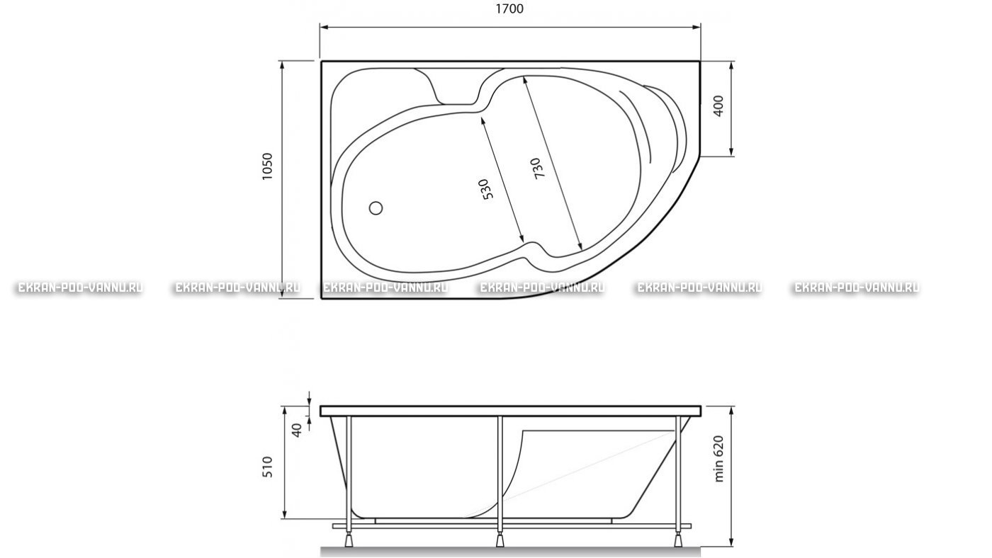 Акриловая ванна Relisan Sofi 170x105 – купить по цене 23480 руб. в интернет-магазине в городе Красноярск картинка 13