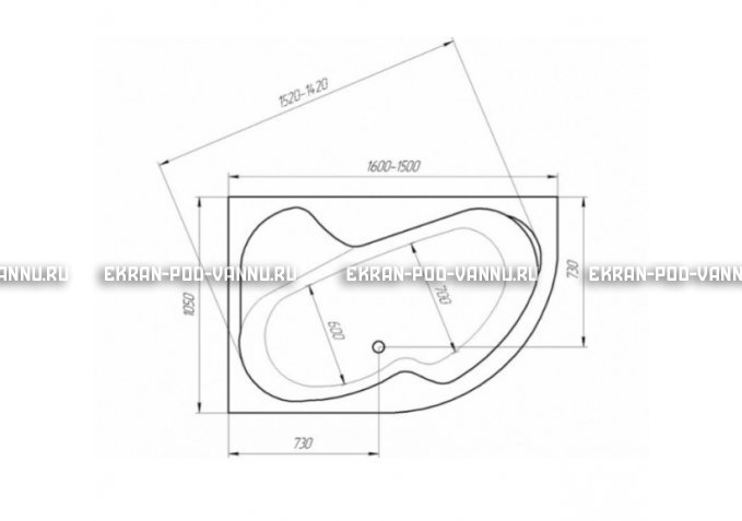 Акриловая ванна 1MarKa Aura 150x105 – купить по цене 16250 руб. в интернет-магазине в городе Красноярск картинка 3