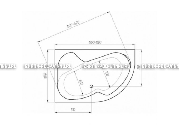 Акриловая ванна 1MarKa Imago 160x105 – купить по цене 16700 руб. в интернет-магазине в городе Красноярск картинка 3