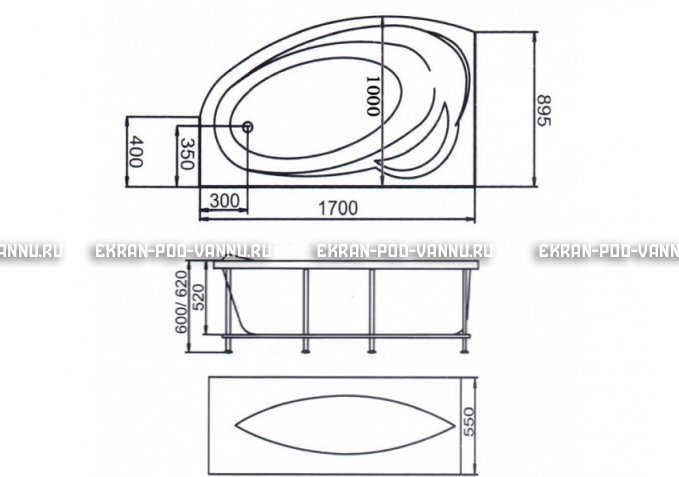 Акриловая ванна 1MarKa Julianna 170x100 – купить по цене 21320 руб. в интернет-магазине в городе Красноярск картинка 3