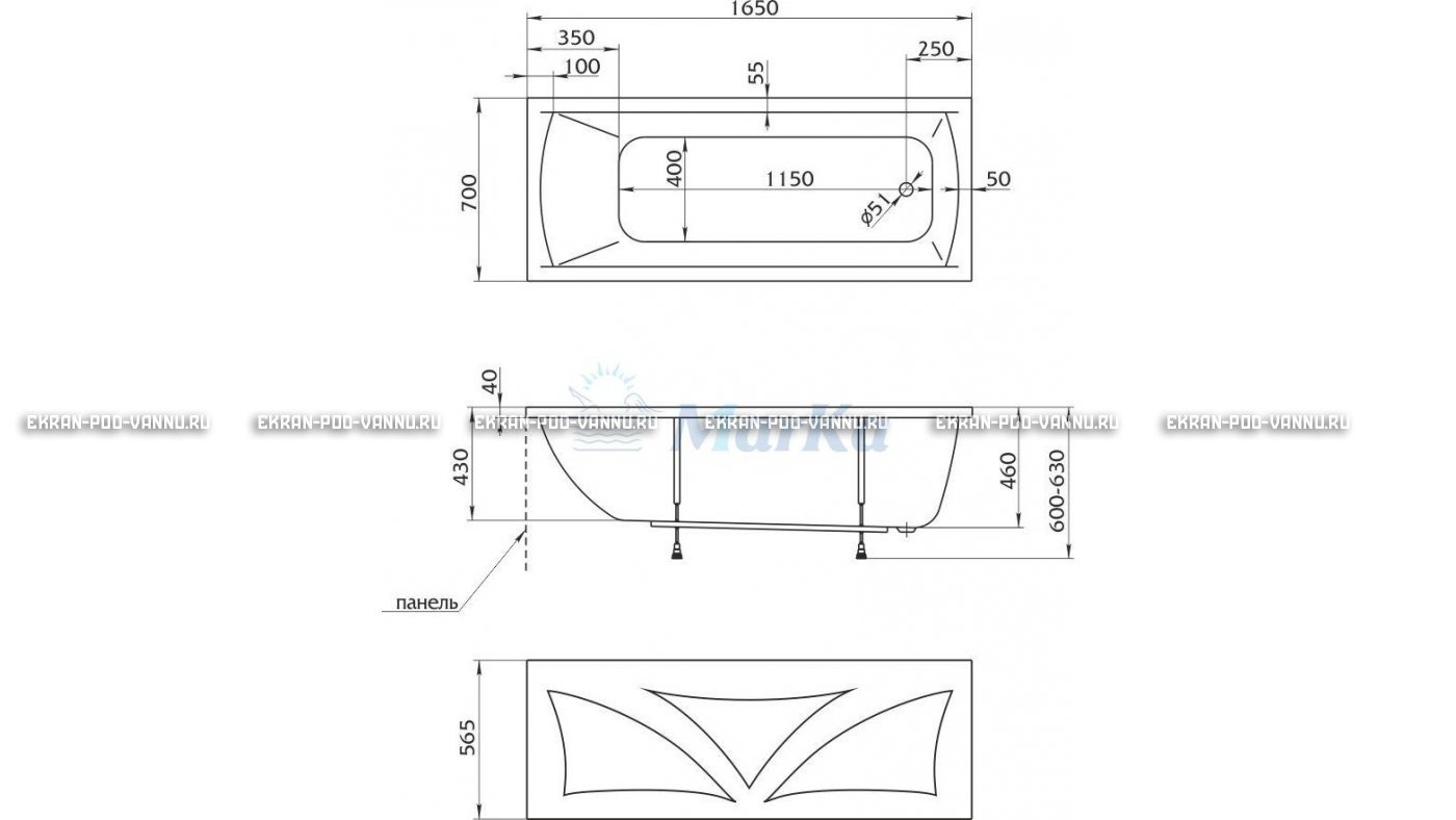 Акриловая ванна 1MarKa Modern 165x70 – купить по цене 9810 руб. в интернет-магазине в городе Красноярск картинка 16