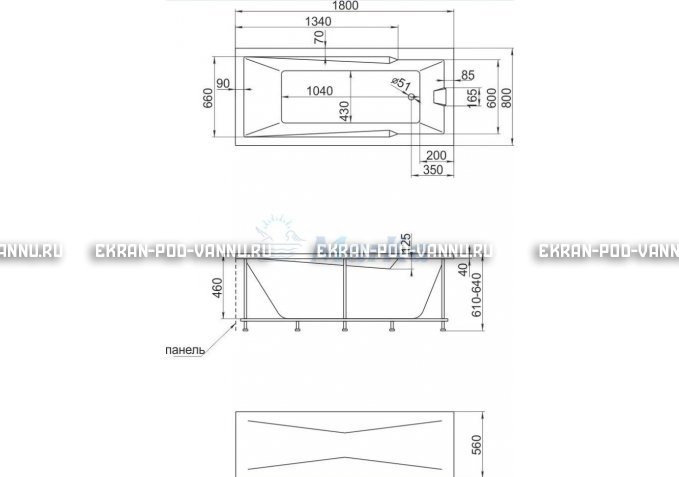 Акриловая ванна 1MarKa Raguza 180x80 – купить по цене 17854 руб. в интернет-магазине в городе Красноярск картинка 4