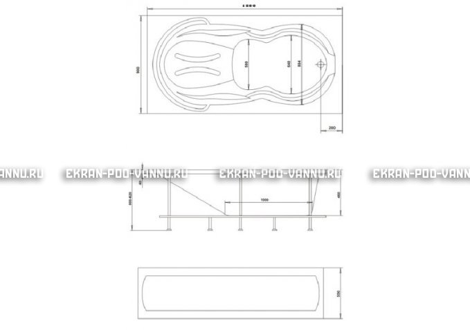 Акриловая ванна 1MarKa Taormina 180x90 – купить по цене 17670 руб. в интернет-магазине в городе Красноярск картинка 3