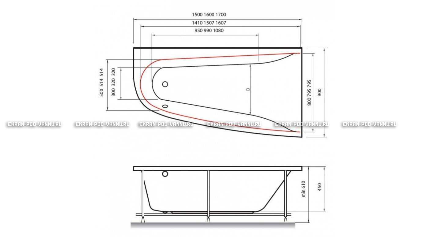 Акриловая ванна Vayer Boomerang 170x90 – купить по цене 47600 руб. в интернет-магазине в городе Красноярск картинка 10