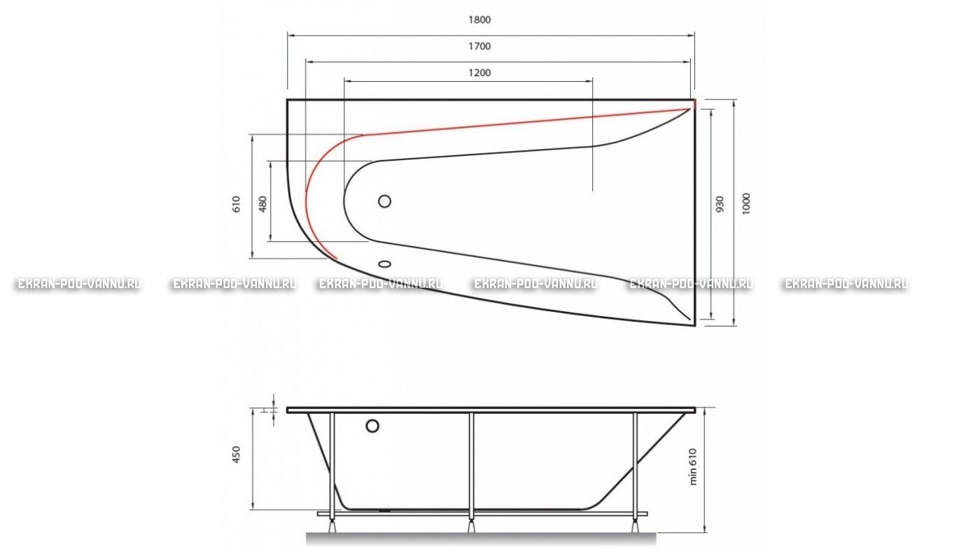 Акриловая ванна Vayer Boomerang 180x100 – купить по цене 53030 руб. в интернет-магазине в городе Красноярск картинка 13
