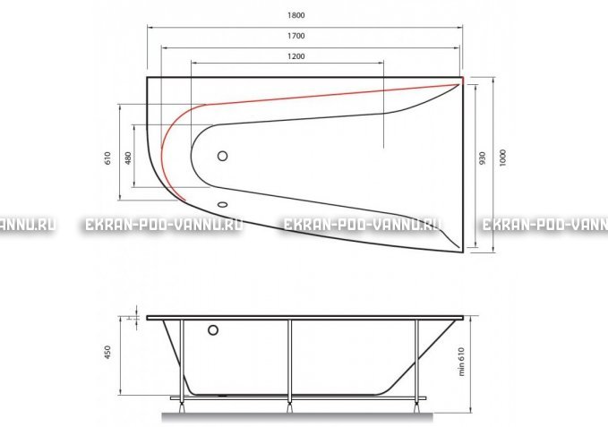 Акриловая ванна Vayer Boomerang 180x100 – купить по цене 53030 руб. в интернет-магазине в городе Красноярск картинка 2