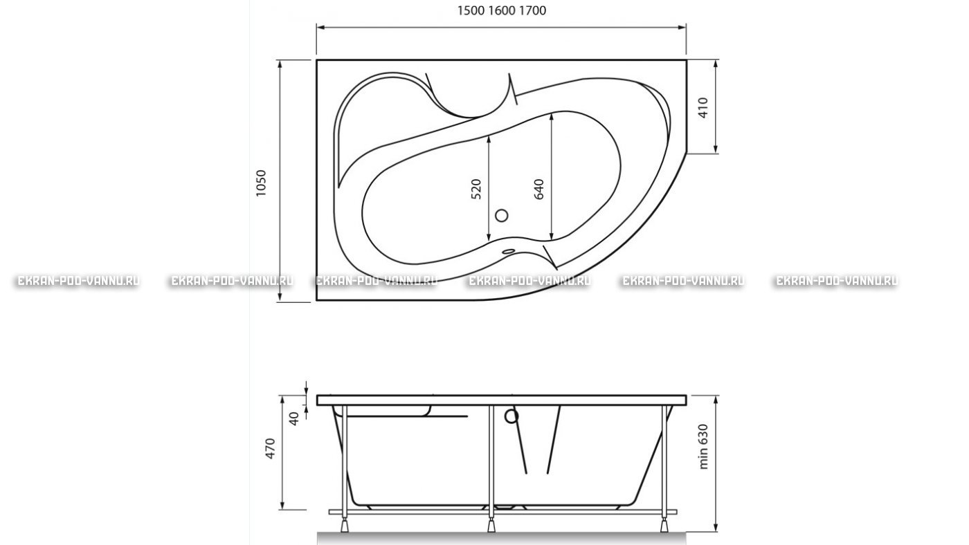 Акриловая ванна Vayer Azalia 160x105 – купить по цене 28220 руб. в интернет-магазине в городе Красноярск картинка 16