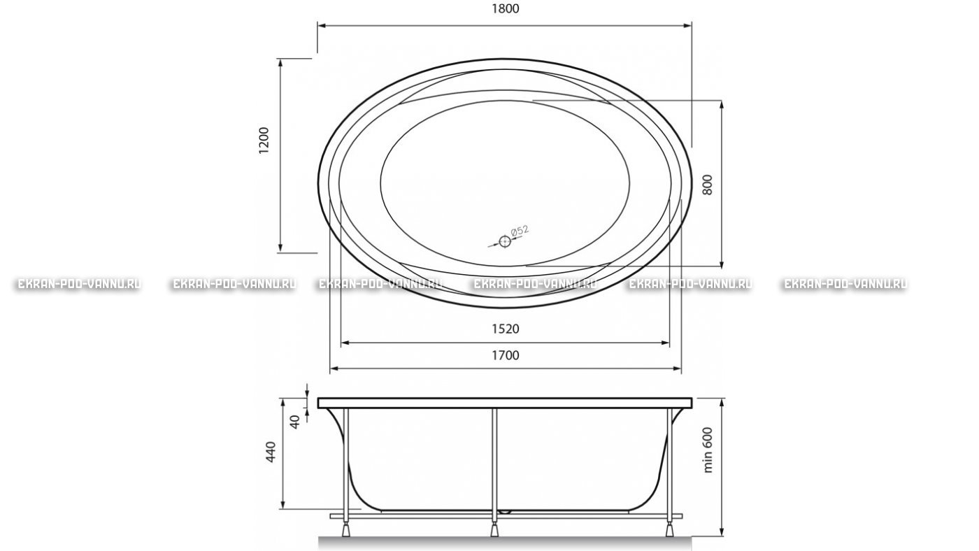Акриловая ванна Vayer Opal 180x120 – купить по цене 33850 руб. в интернет-магазине в городе Красноярск картинка 13