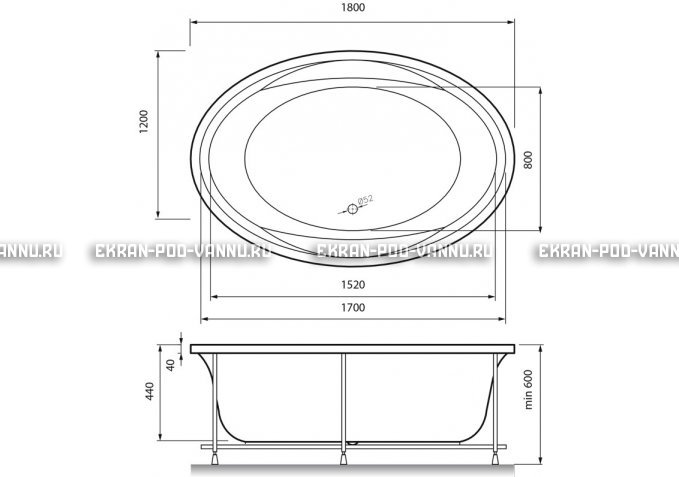 Акриловая ванна Vayer Opal 180x120 – купить по цене 33850 руб. в интернет-магазине в городе Красноярск картинка 4