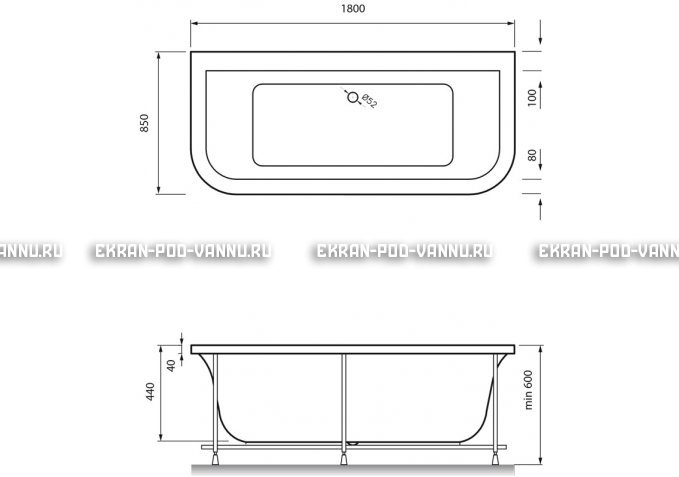 Акриловая ванна Vayer Options BTW 180x85 – купить по цене 25880 руб. в интернет-магазине в городе Красноярск картинка 4